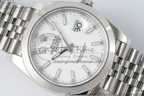 MiroTime 0508 RelaxedFit DateJust 41 SS Polished Bezel KING 1:1 Best Edition 904L Steel White Stick Dial on Jubilee Bracelet VR 2160
